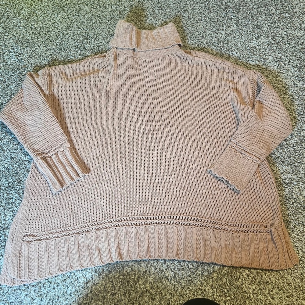 Aerie Cozy Knit Turtleneck Sweater‎ Dusty Rose Oversized Soft M